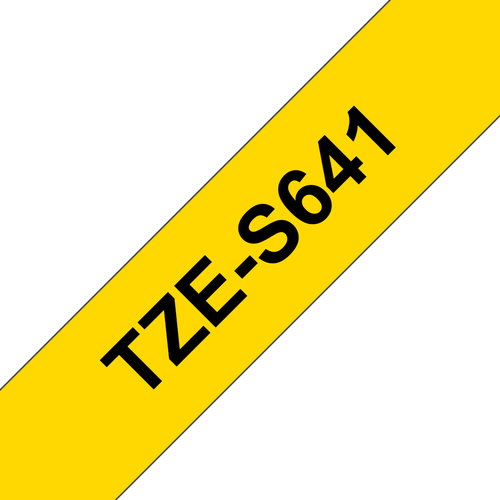 TZE-S641 LAMINATED TAPE 18MM 8M - BLACK ON YELLOW EXTRA-STRONG