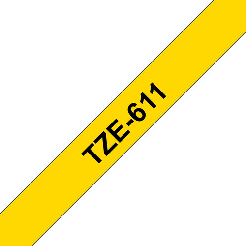 TZE-611 LAMINATED TAPE 6MM 8M - BLACK ON YELLOW