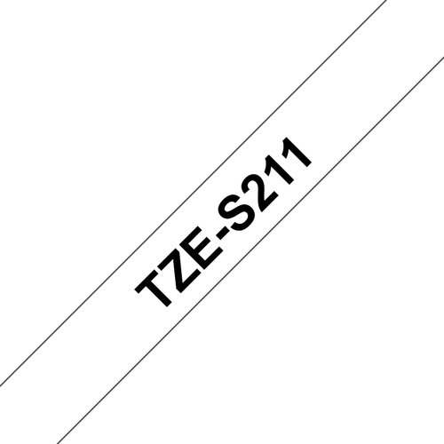 TZE-S211 LAMINATED TAPE 6MM 8M - BLACK ON WHITE EXTRA-STRONG