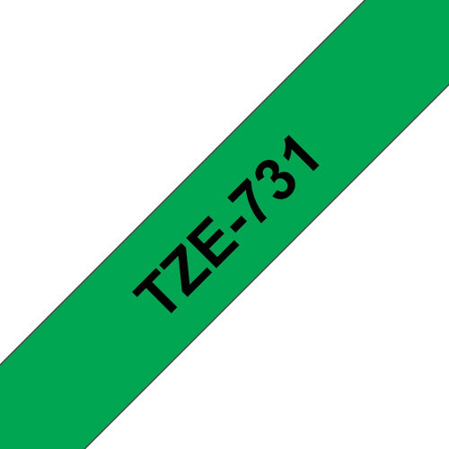 TZE-731 LAMINATED TAPE 12MM 8M - BLACK ON GREEN