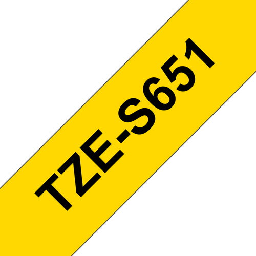 TZE-S651 LAMINATED TAPE 24MM 8M - BLACK ON YELLOW EXTRA-STRONG