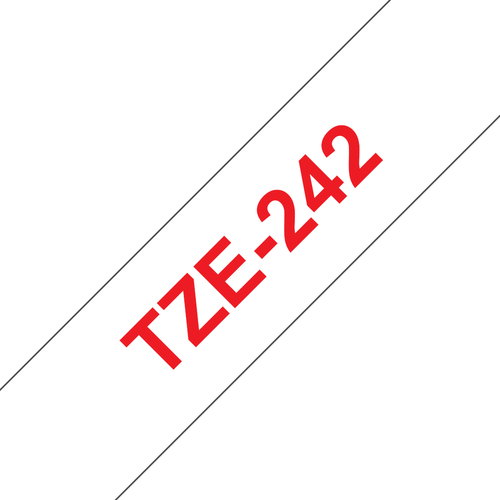 TZE-242 LAMINATED TAPE 18MM 8M - RED ON WHITE