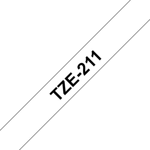 TZE-211 LAMINATED TAPE 6MM 8M - BLACK ON WHITE