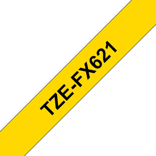 TZE-FX621 LAMINATED TAPE 9 MM - BLACK ON YELLOW FLEXI-TAPES