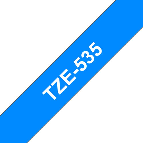 TZE-535 TAPE 12 MM - LAMINATED - 8M WHITE ON BLUE