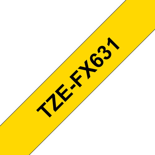 TZE-FX631 LAMINATED TAPE 12 MM - BLACK ON YELLOW FLEXI-TAPES