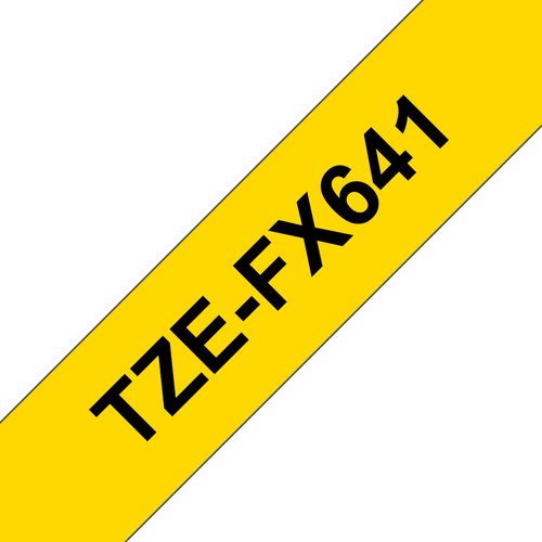 TZE-FX641 FLEXI-TAPE LAM. 18MM - 8M BLACK ON YELLOW