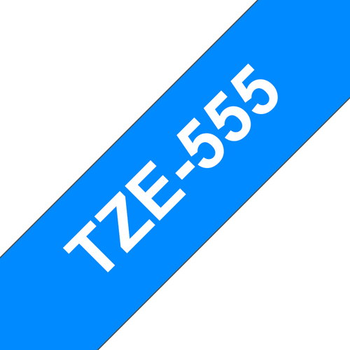 TZE-555 LAMINATED TAPE 24MM - 8M WHITE ON BLUE