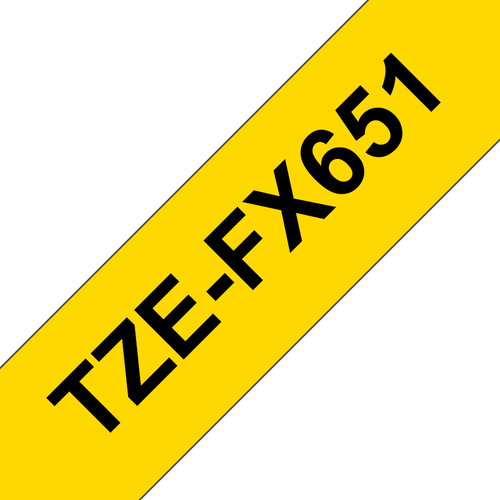 TZE-FX651 LAMINATED TAPE 24 MM - BLACK ON YELLOW FLEXI-TAPES