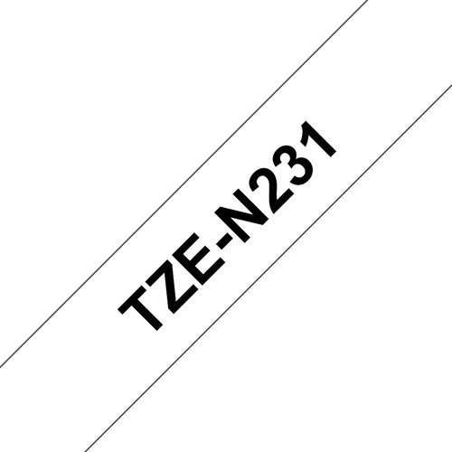 TZE-N231 NON-LAMINATED TAPE - 12MM 8M BLACK ON WHITE