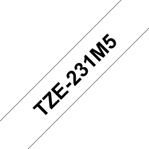 TZE231 LAMINATED TAPES 12MM 8M - BLACK ON WHITE BACKGROUND (5 PAC