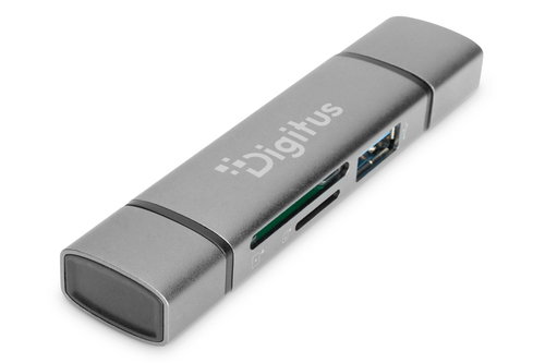 COMBO CARD READER HUB USB-C+ - USB 3.0 1X SD 1X MICROSD GREY