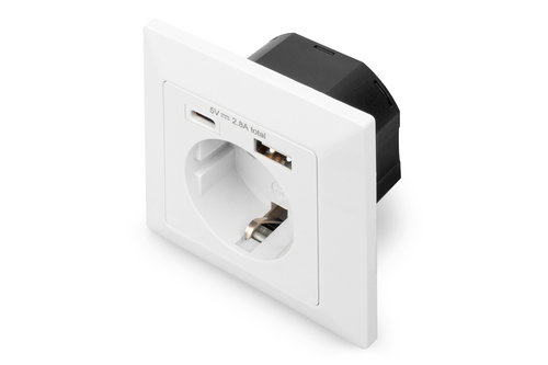 SAFETY PLUG FOR FLUSH MOUNTING - WALL OUTLET 1X USB 1X TYPE C