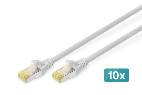 CAT 6A S/FTP PATCH CORD10P AWG - 26/7 0.5 M 10 PIECES GREY