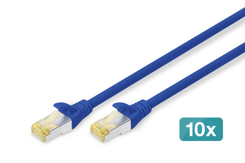 CAT 6A S/FTP PATCH CORD10P AWG - 26/7 1 M 10 PIECES BLUE