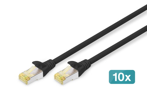 CAT 6A S/FTP PATCH CORD10P AWG - 26/7 1 M 10 PIECES BLACK
