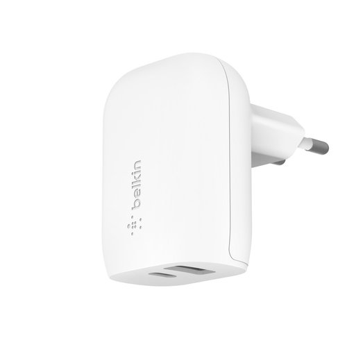 BELKIN 37W DUAL CHARGER 25W USB - W/POWER DELIVERY 12W USB-A WHITE