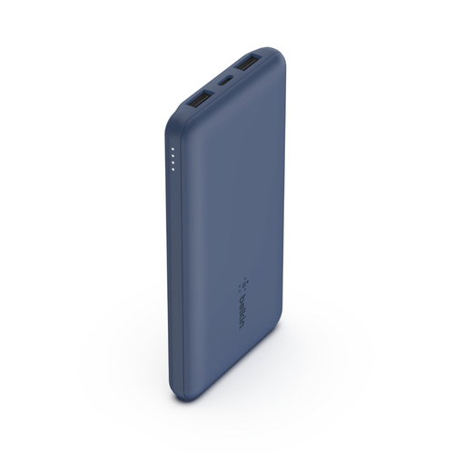 POWERBANK 10.000 MAH 12W INKL. - USB-A/USB-C KABEL 15CM BLAU