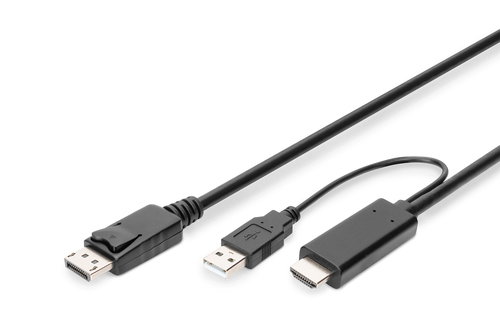 2M HDMI TO DP ADAPTER CABLE - 4K 30HZ EXTERNAL POWER VIA USB