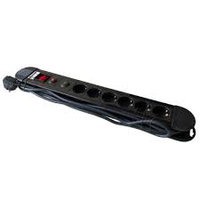 SOCKET STRIP 6S PVC 3M BK PREM - SURGE AND OVERLOAD PROTECTION