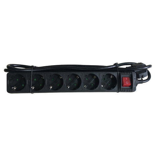 SOCKET STRIP 6S PVC 1.5M BK ECO - 16A/3680W