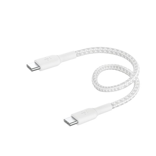 BOOSTCHARGE GEFLOCHTENES USB-C - BRAIDED CABLE WHITE 0.15M WHITE