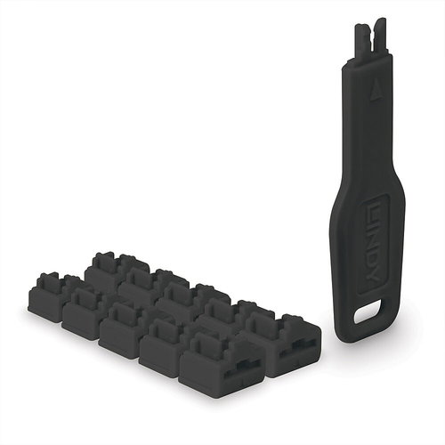 RJ45 PORT SCHLOSS - 10 STCK MIT SCHLSSEL SCHWARZ