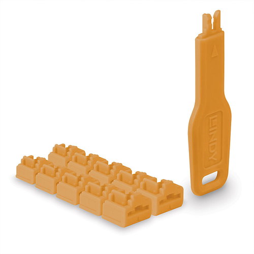 RJ45 PORT SCHLOSS - 10 STCK MIT SCHLSSEL ORANGE