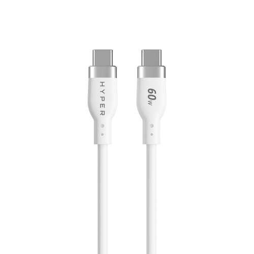 1.5M SILICONE USB-C TO USB-C - 60W CHARGING CABLE - WHITE