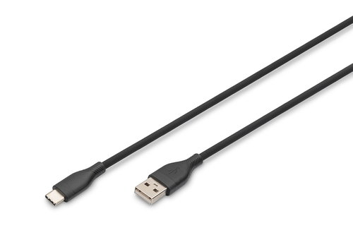 2M USB-A TO USB-C CABLE BLACK - SILICONE60W POWER DELIVERY