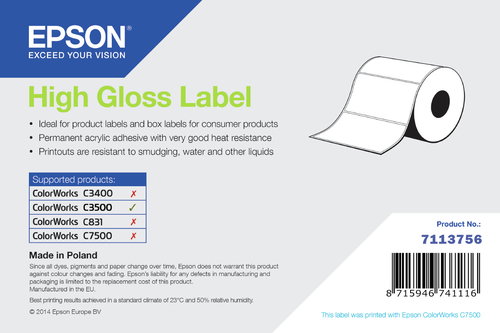 HIGH GLOSS LABEL DIE-CUT ROLL - 76MM X 51MM 610 LABELS
