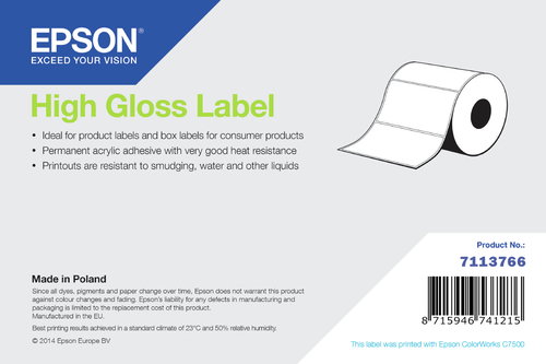 HIGH GLOSS LABEL CONTINUOUS - ROLL 102MM X 60M