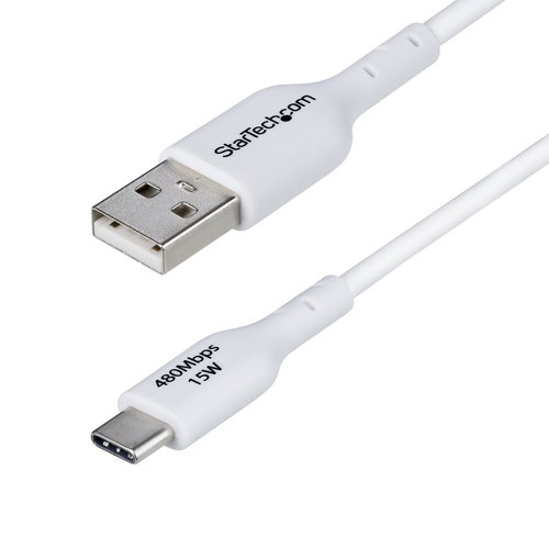 1M USB-A TO USB-C CABLE WHITE - CHARGER CORD USB 2.0 DATA TRANSF