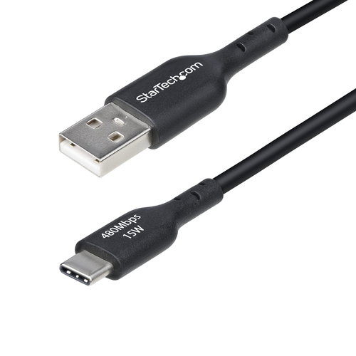 1M USB-A TO USB-C CABLE BLACK - CORD USB 2.0 DATA TRANSFER