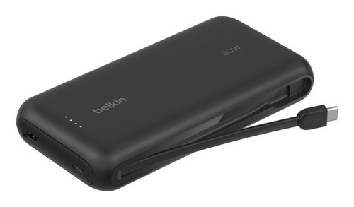 20K PD30W INTEGRATED USB-C - CABLE POWER BANK BLACK