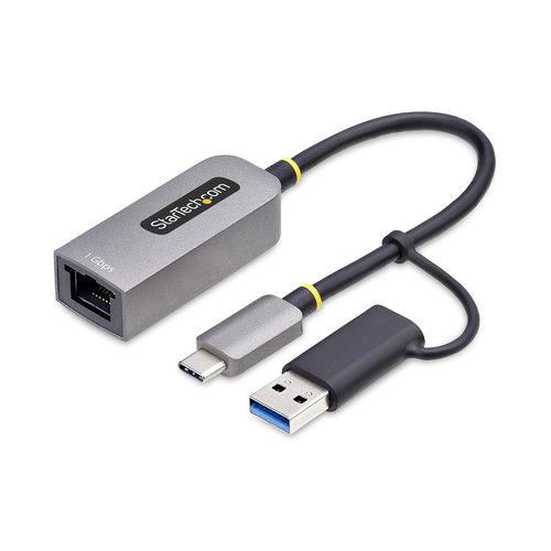 USB-C TO ETHERNET ADAPTER - WITH USB-A DONGLE 6IN/15CM CABLE