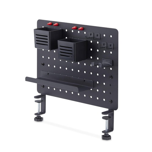 CLAMP-ON PEGBOARD ORGANIZER - WITH ACCESSORIES STEEL BLACK