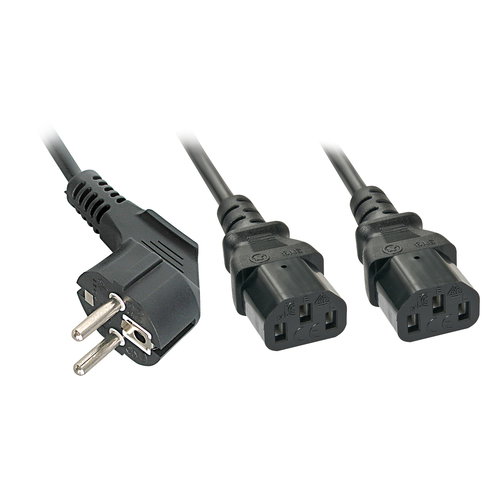 2M NETZKABEL SCHUKO AN 2X C13 - Y-NETZKABEL