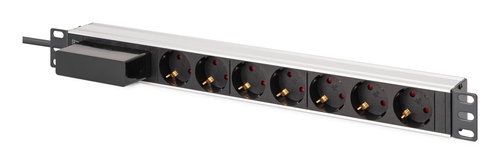 1U ALUMINIUM PDU 7X SCHUKO - RACKMOUNT 1X CIRCUIT BREAKER