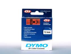 D1-TAPE 12MM X 7M - BLACK ON RED