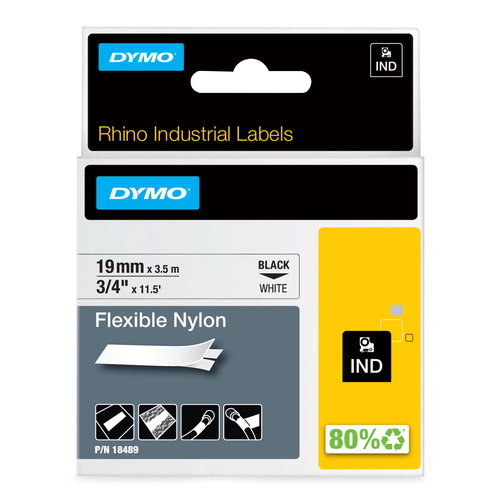 RHINO TAPE NYLON 19MM/3.5M - BLACK ON WHITE