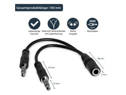 3.5MM 3 PIN HEADSET SPLITTER - HEADSET SPLITTER ADAPTER - F/M