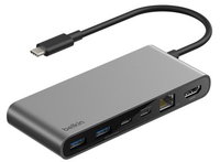 BELKIN CONNECT 8-IN-1 USB-C HUB - DUAL USB-C PORTS - SILBER