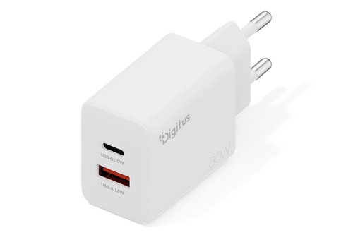 30W GAN CHARGER 1XUSB-C 1XUSB-A - 30W 1XUSB-C 1XUSB-A WHITE