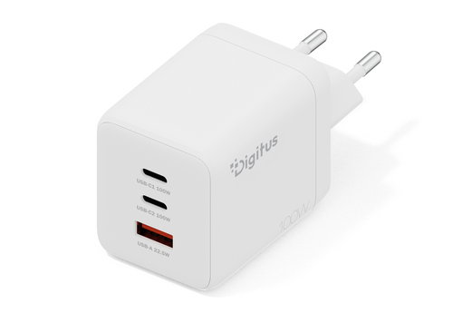 100W GAN CHARGER 2XUSB-C USB-A - 100W 2X USB-C 1X USB-A WHITE