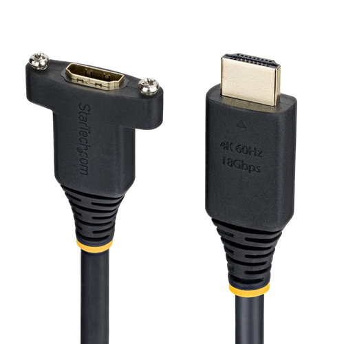 1.8M HDMI 2.0 CABLE M-F PANEL - M TO F PANEL BLACK CABLE