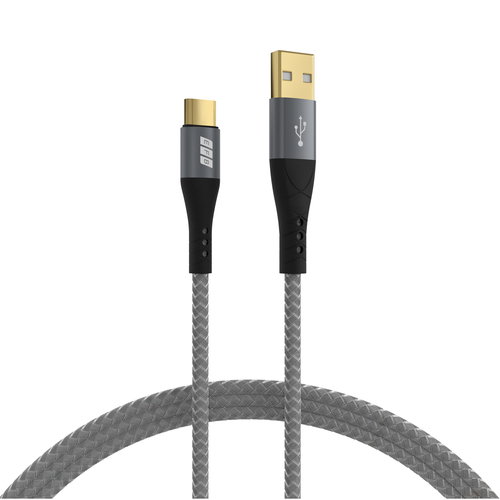 3M USB A-C CABLE 60W QC 3A - 3M GRAY BRAIDED GOLD CONTACTS