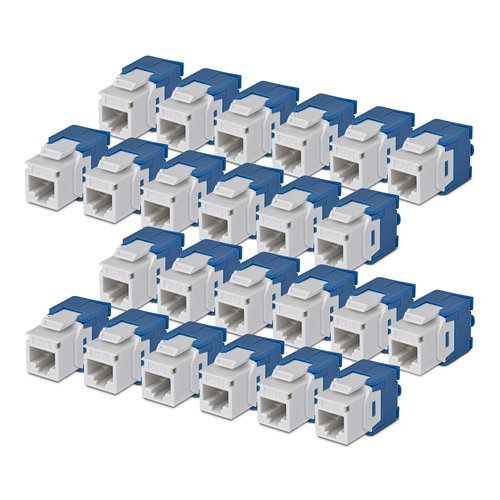 CAT6 KEYSTONE JACK 24-PACK - 24-PACK180-DEGREE TOOLLESS WHITE