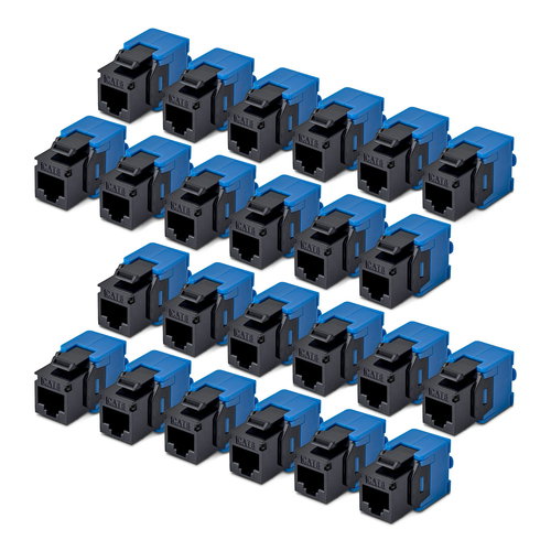 CAT6 KEYSTONE JACK 24-PACK - 24-PACK180-DEGREE TOOLLESS BLACK