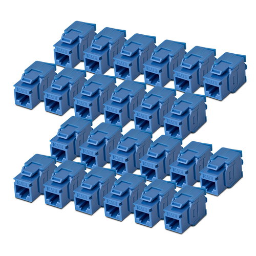 CAT6 KEYSTONE JACK 24-PACK - 24-PACK180-DEGREE TOOLLESS BLUE